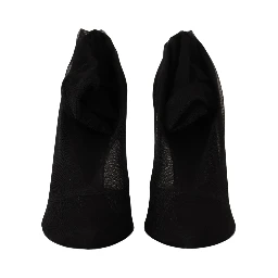 Black Tulle Stretch Boots Pumps Shoes