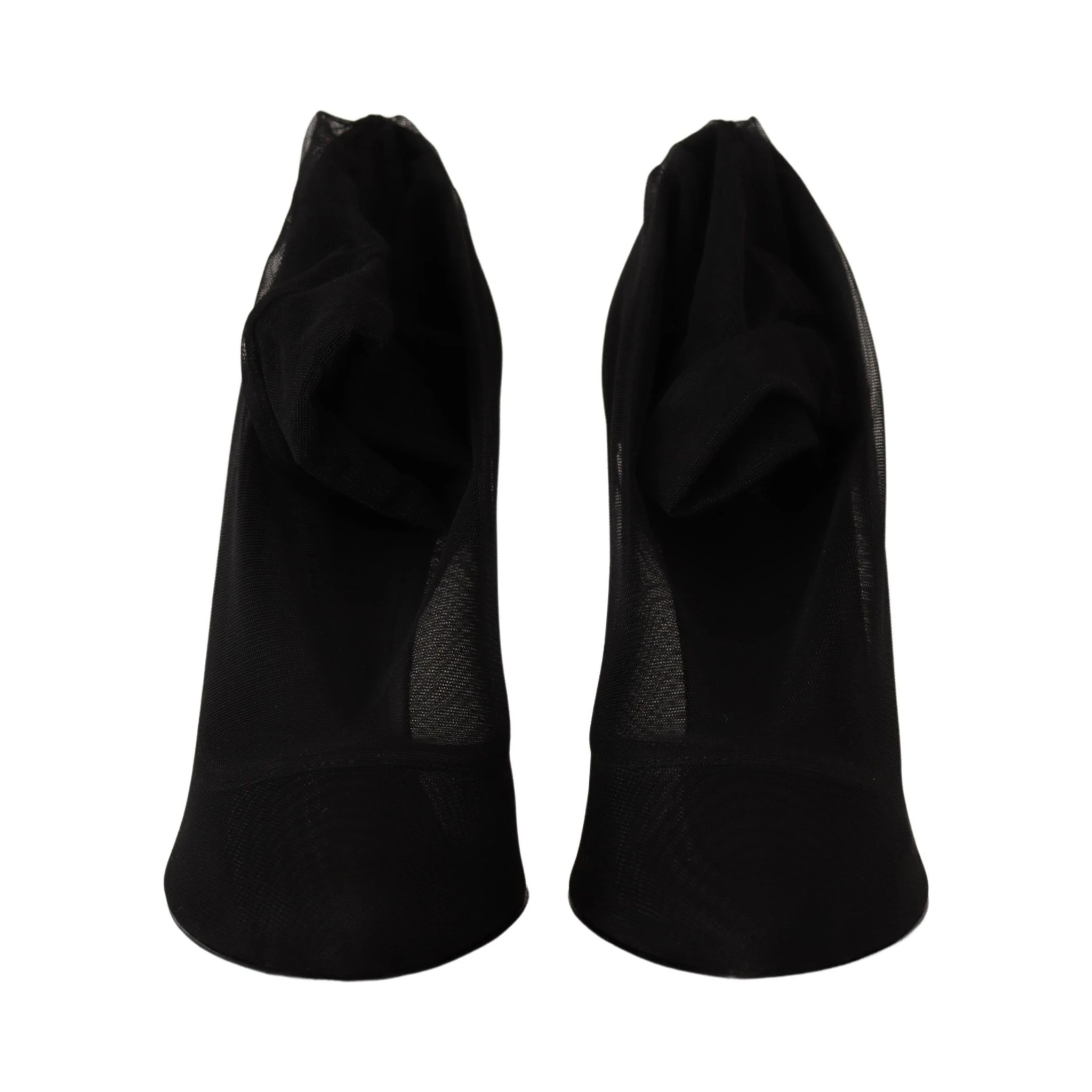 Black Tulle Stretch Boots Pumps Shoes