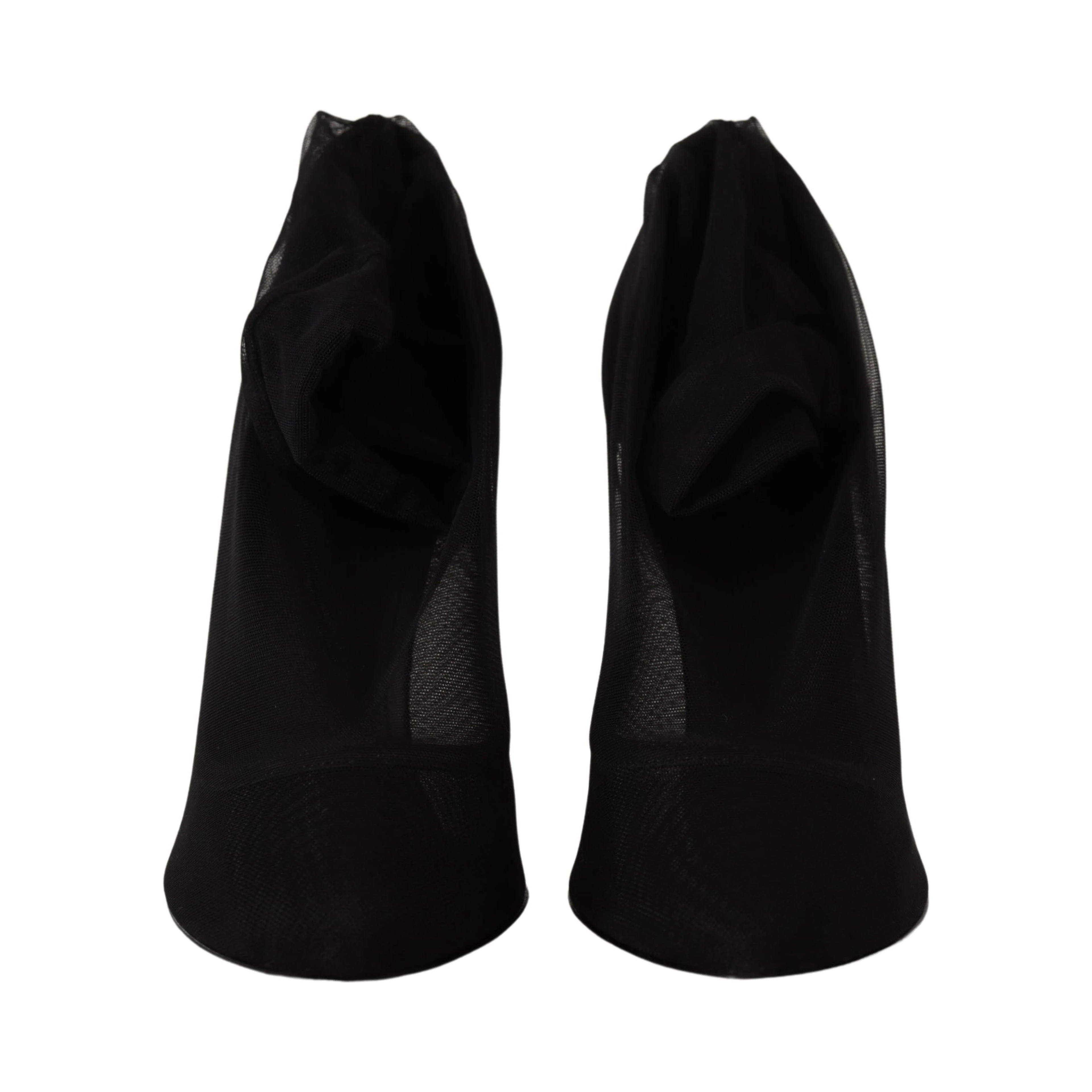 Black Tulle Stretch Boots Pumps Shoes