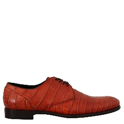 Orange Exotic Leather Dress Derby Shoes