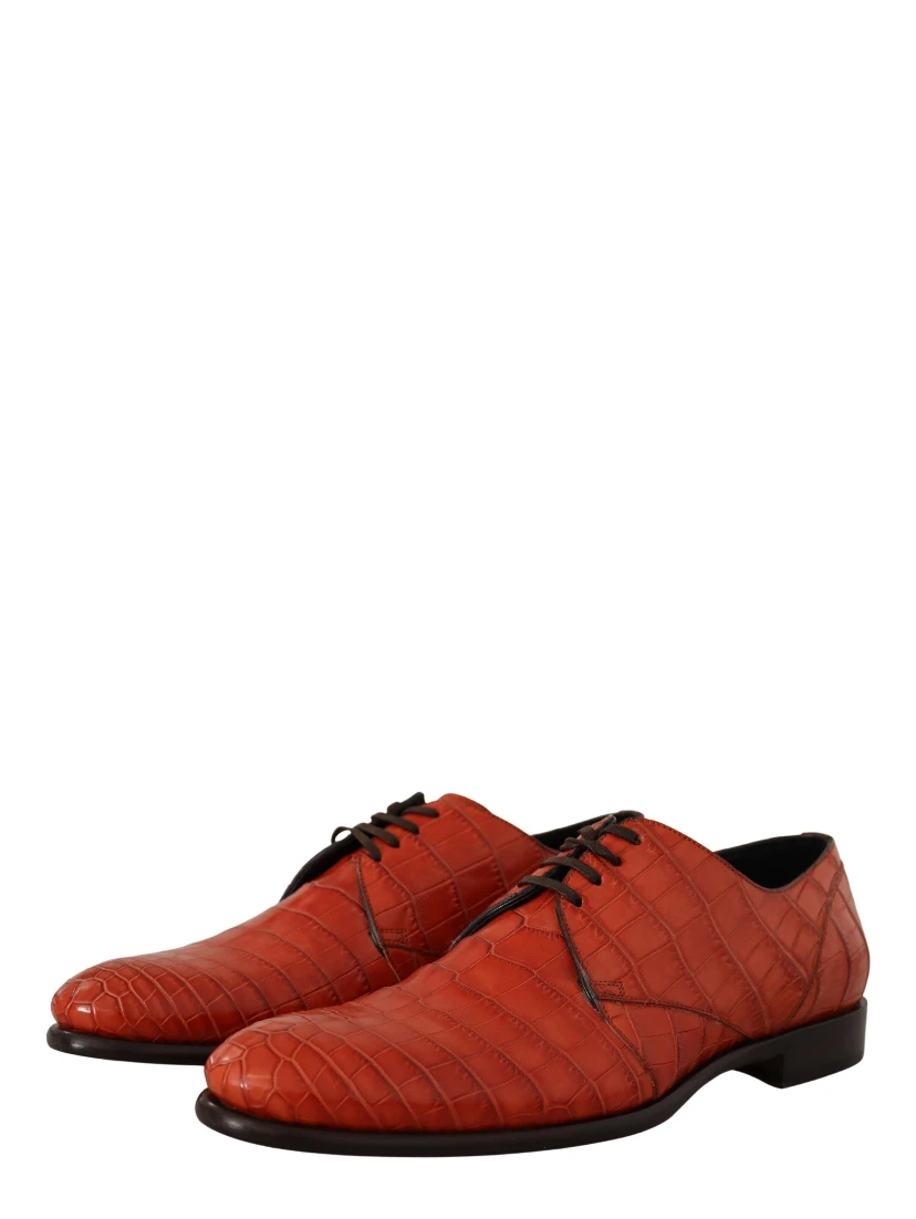 Orange Exotic Leather Dress Derby Shoes