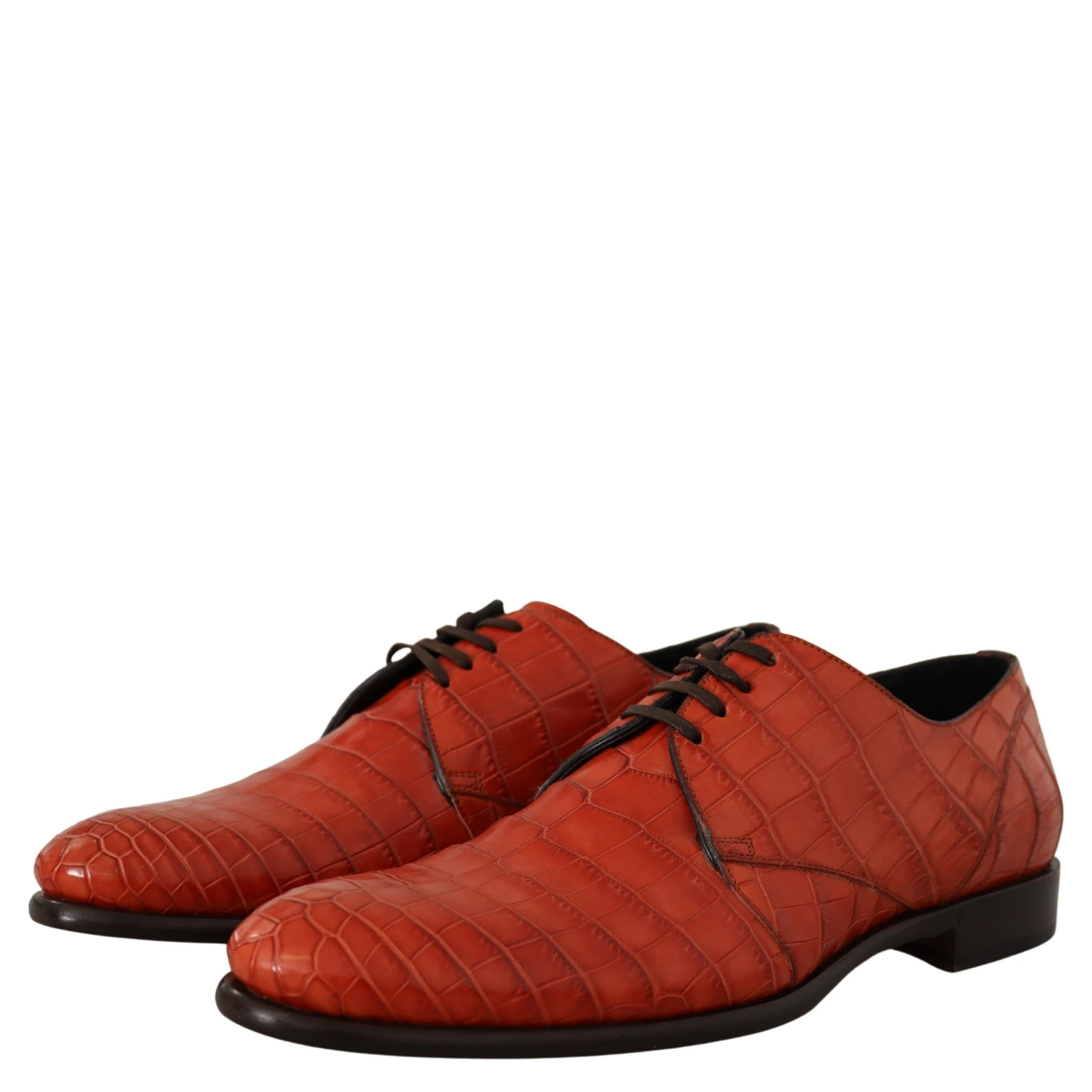 Orange Exotic Leather Dress Derby Shoes