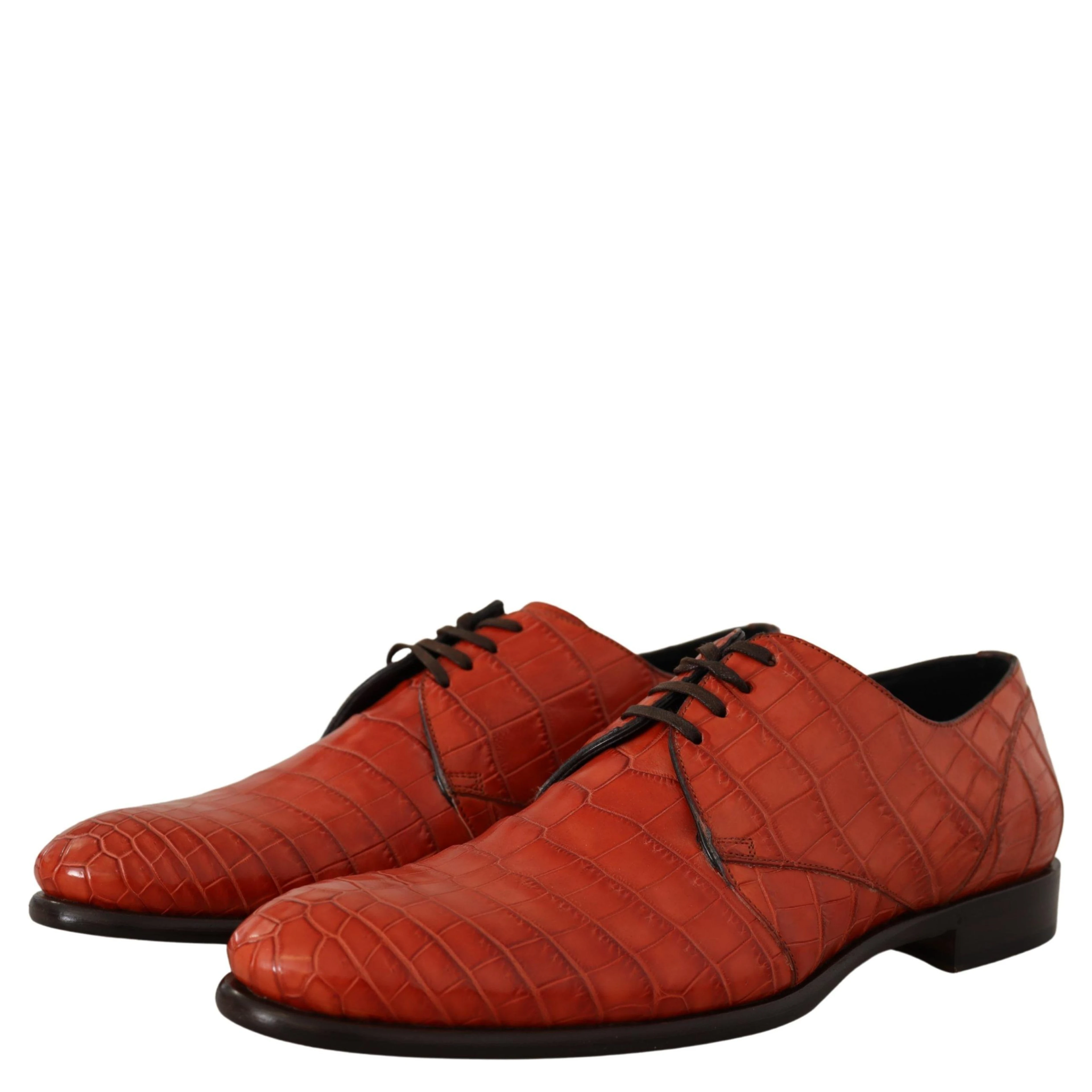 Orange Exotic Leather Dress Derby Shoes