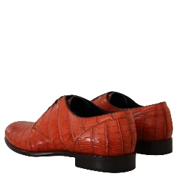 Orange Exotic Leather Dress Derby Shoes