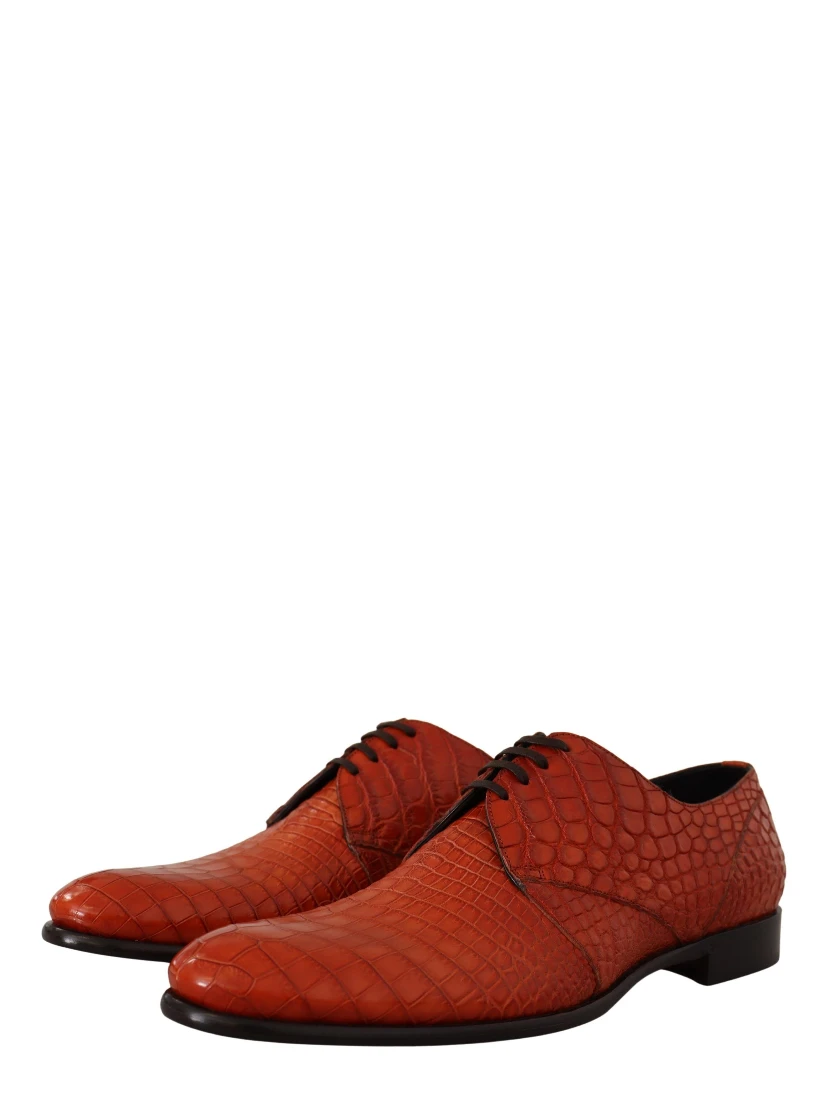 Orange Exotic Leather Dress Derby Shoes