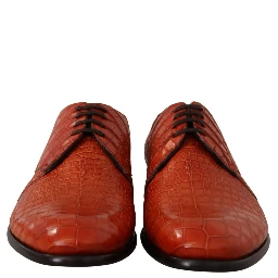 Orange Exotic Leather Dress Derby Shoes