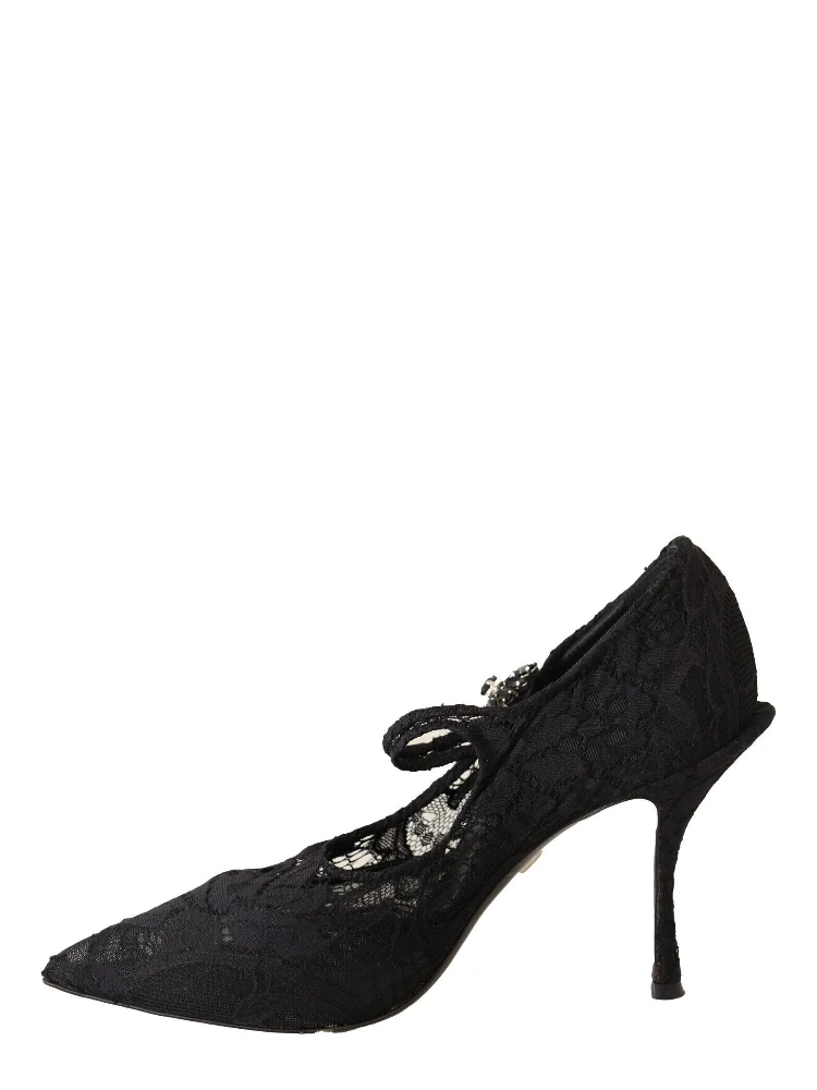 Black Lace Crystals Heels Mary Jane Pumps Shoes alternative