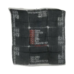 Dark Gray Wool Foulard Branded Scarf