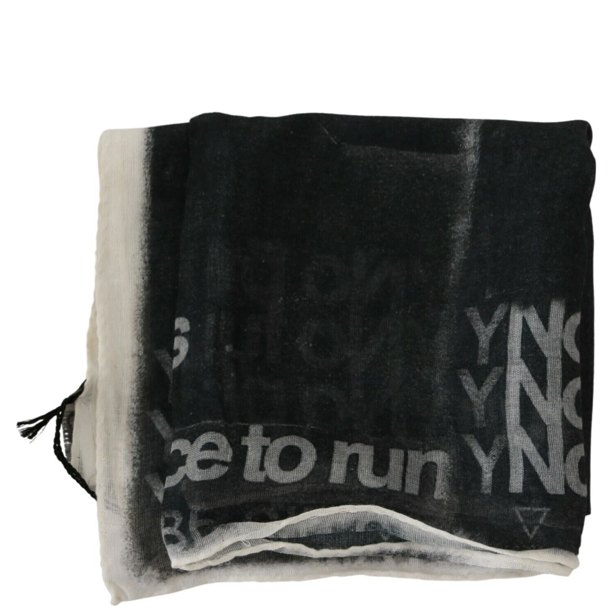 Dark Gray Wool Foulard Branded Scarf