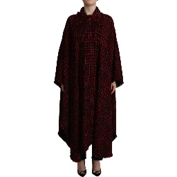 Black Red Cotton Checkered Over Coat Jacket