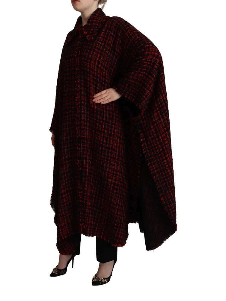 Black Red Cotton Checkered Over Coat Jacket alternative