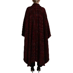 Black Red Cotton Checkered Over Coat Jacket