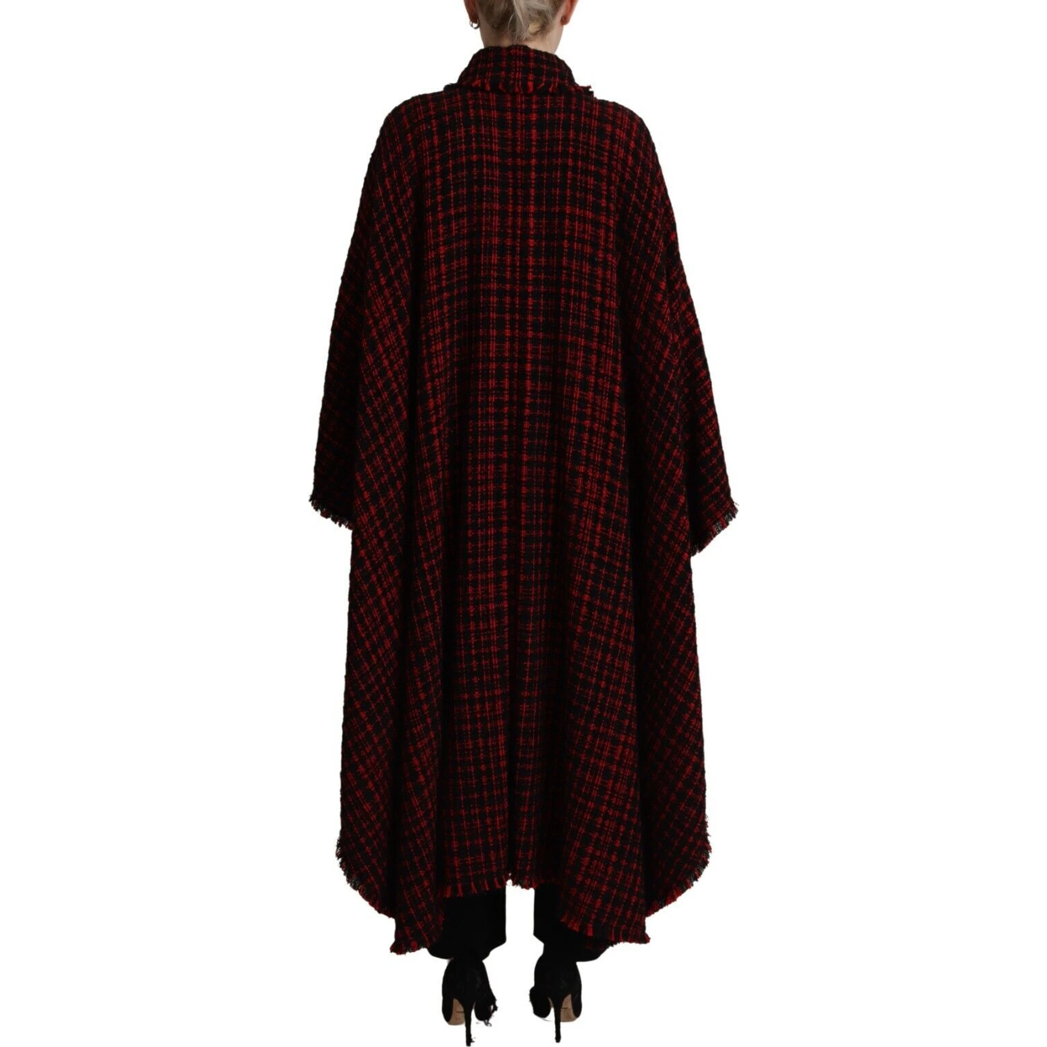 Black Red Cotton Checkered Over Coat Jacket