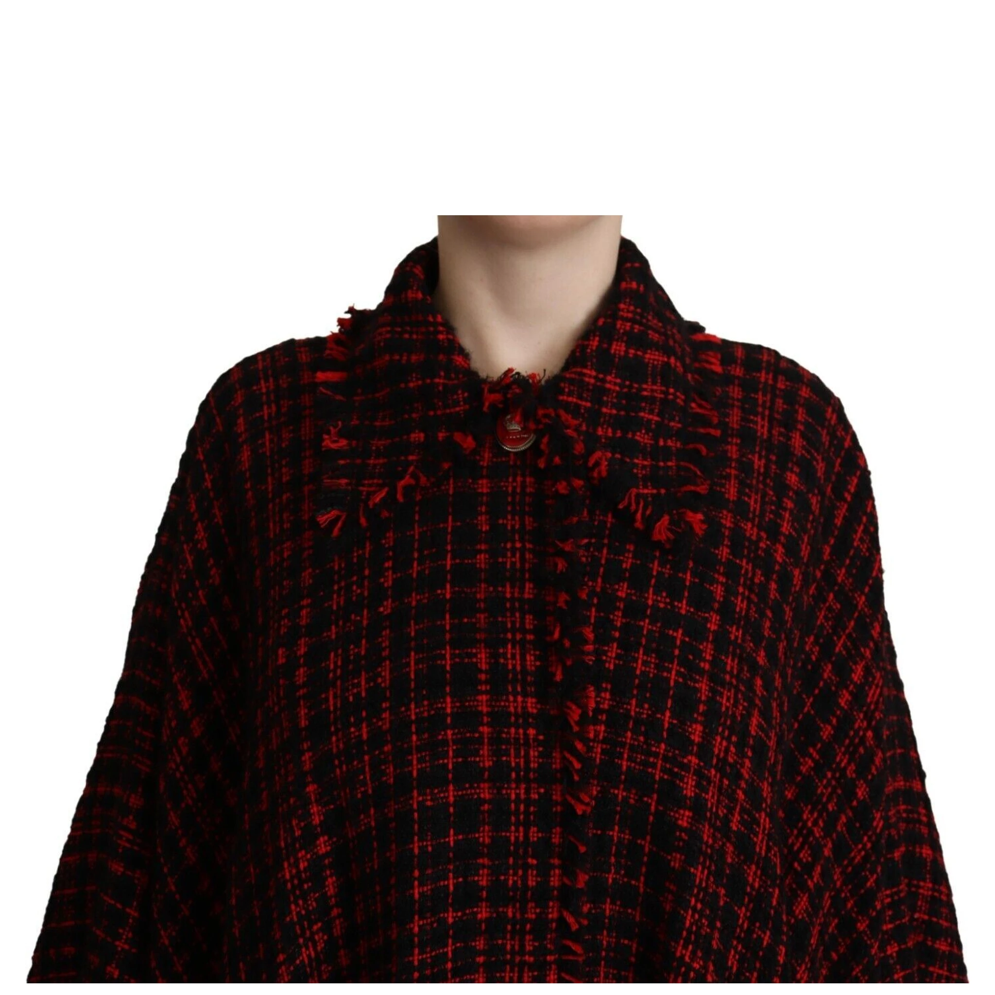 Black Red Cotton Checkered Over Coat Jacket