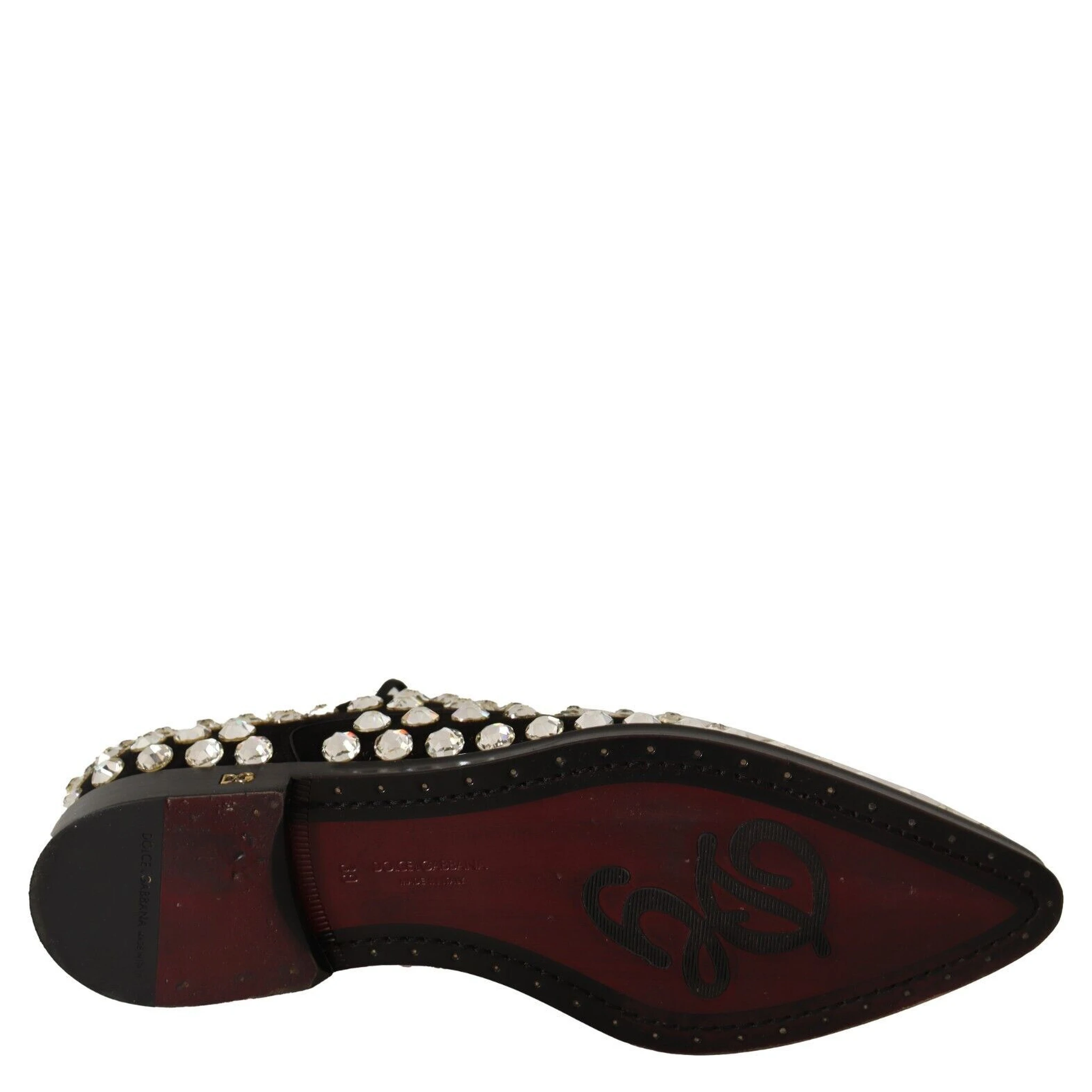 Black Leather Crystals Lace Up Formal Shoes