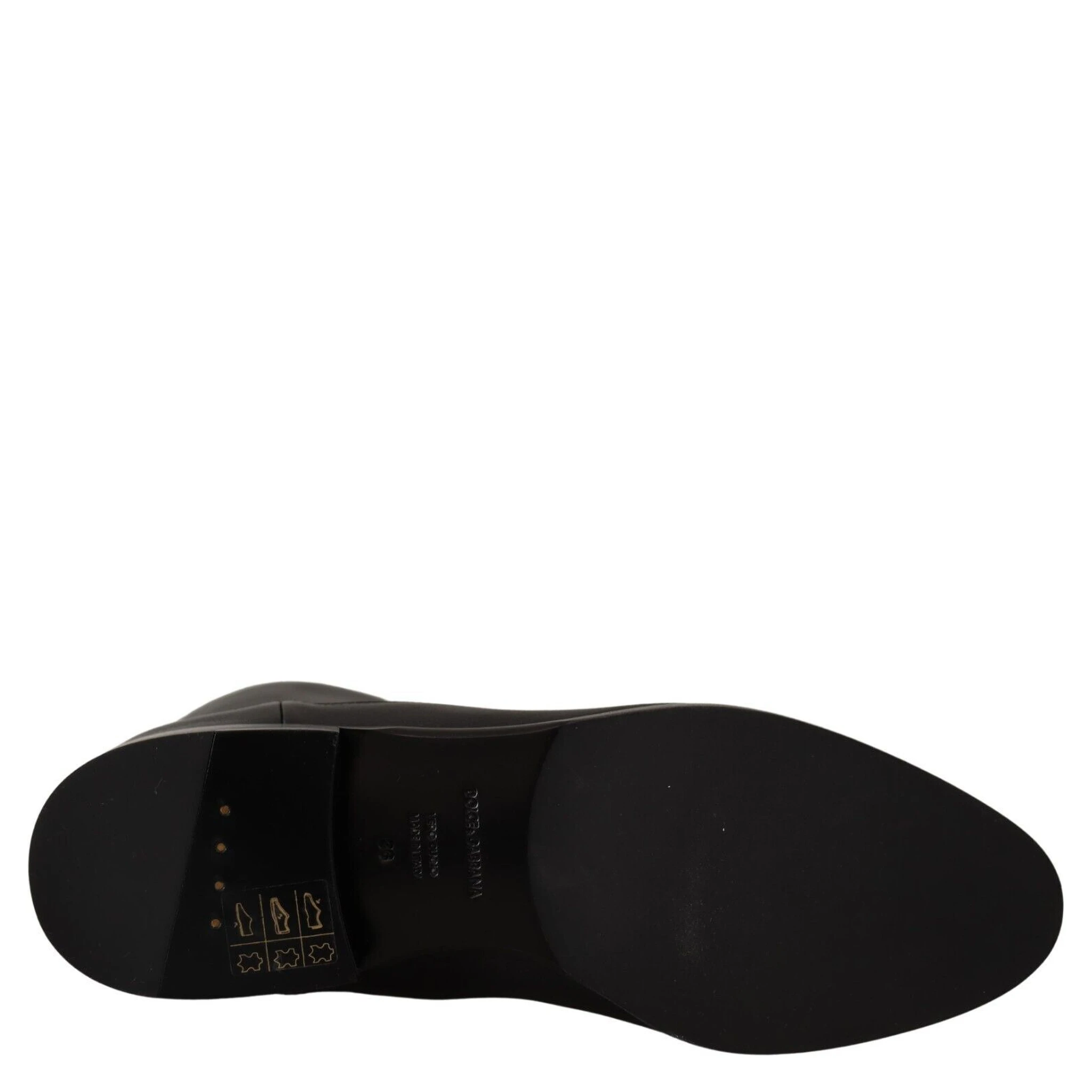 Black Leather Flats Logo Short Boots Shoes