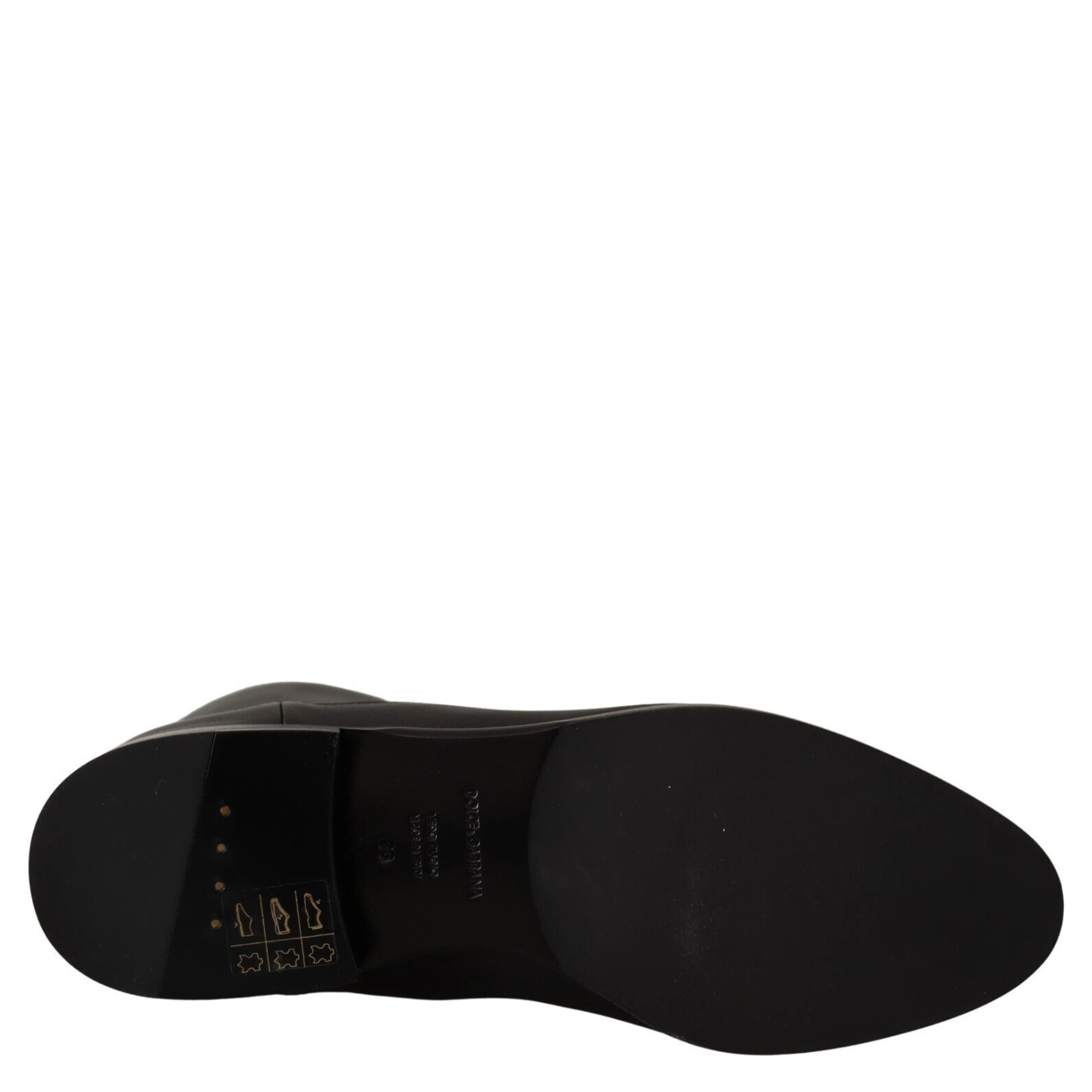 Black Leather Flats Logo Short Boots Shoes