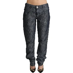 Dark Gray Ramie Mid Wide Waist Straight Denim Jeans
