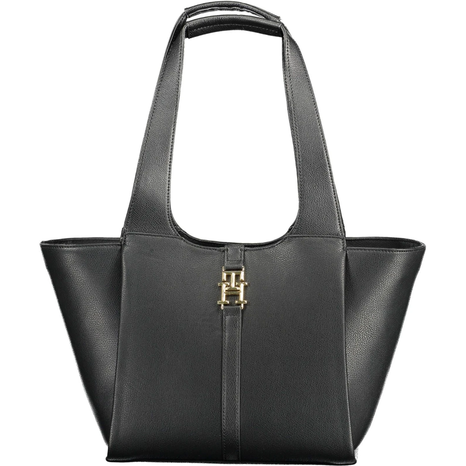 Chic Black Snap Closure Shoulder Bag