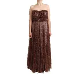 Metallic Bronze Polyester Maxi Gown Dress
