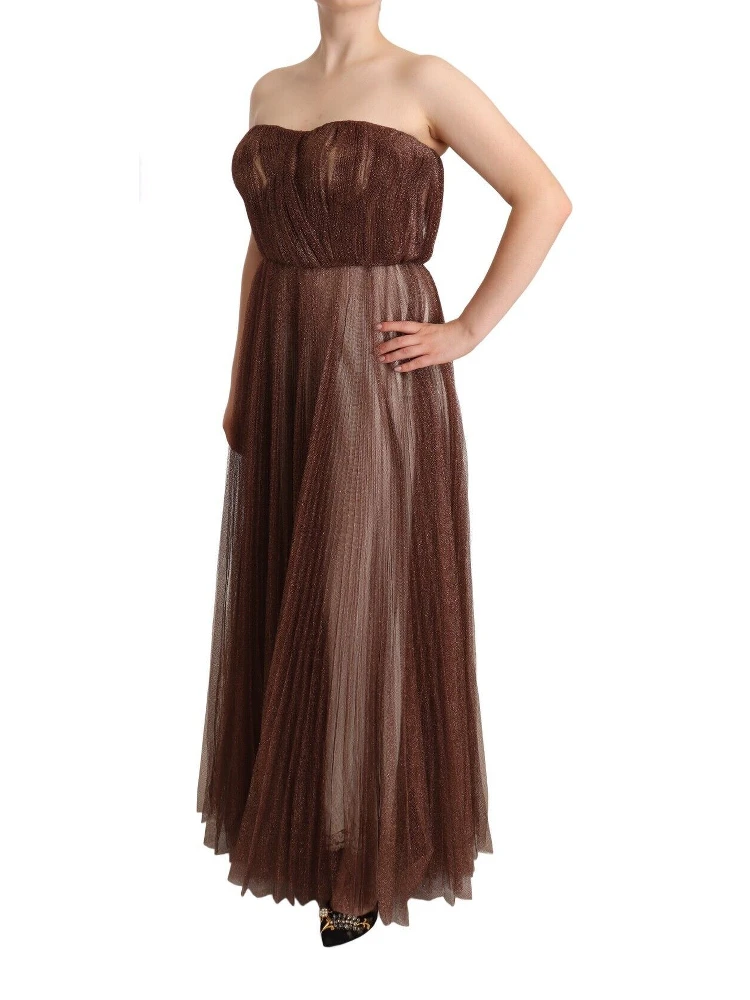 Metallic Bronze Polyester Maxi Gown Dress alternative