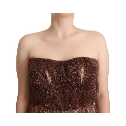 Metallic Bronze Polyester Maxi Gown Dress