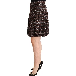 Brown High Waist Mini A-Line Pleated Skirt