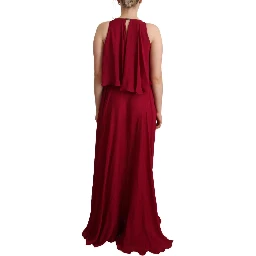 Orchid Silk Sleeveless Long Maxi Ruffle Shift Dress
