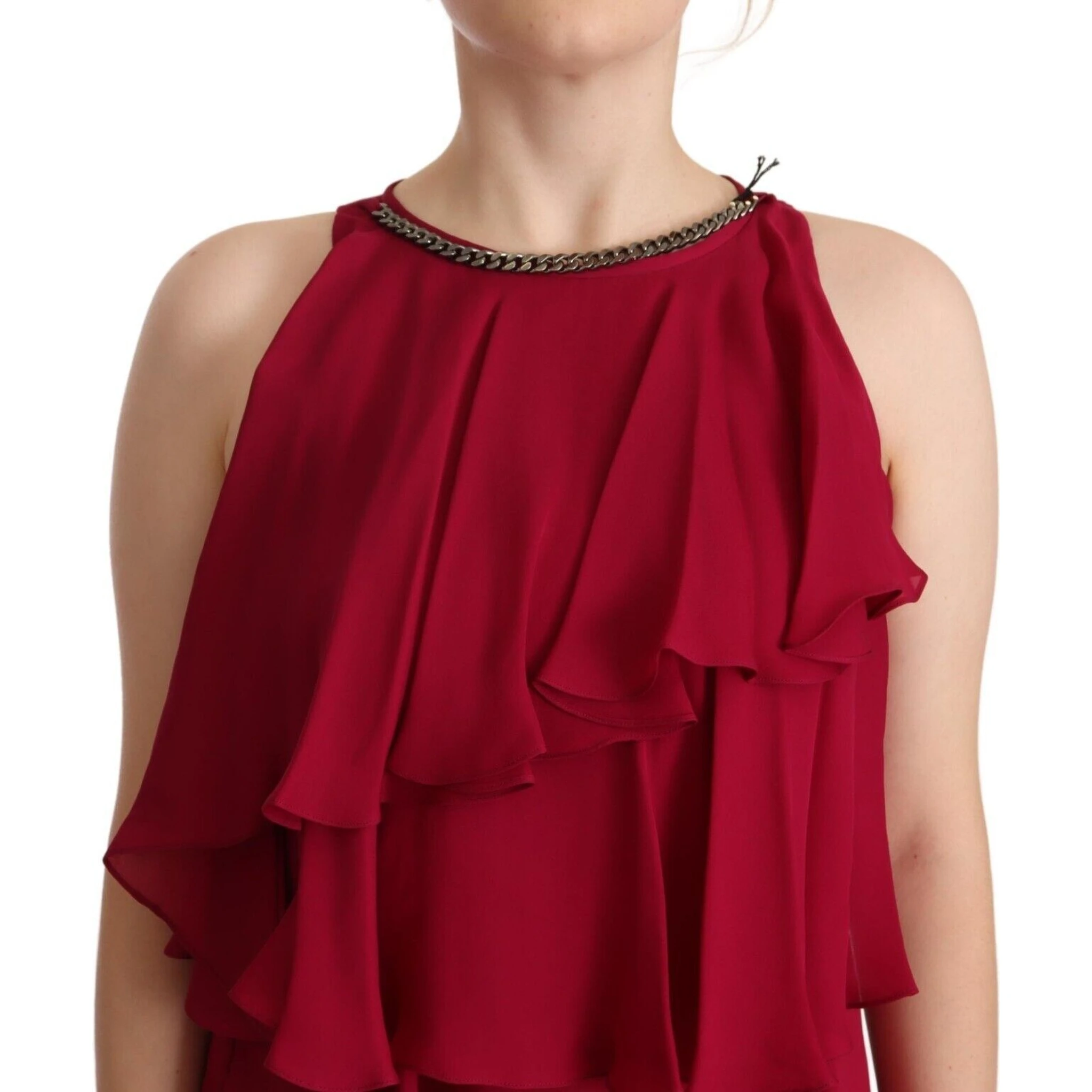 Orchid Silk Sleeveless Long Maxi Ruffle Shift Dress