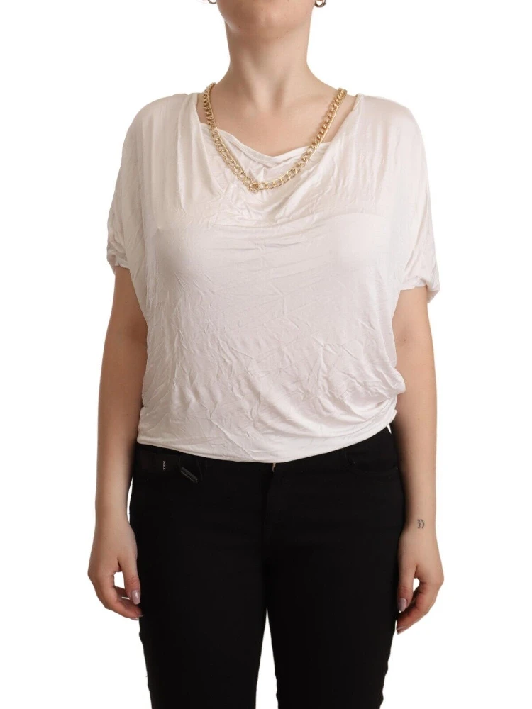 White Short Sleeves Gold Chain T-shirt Top