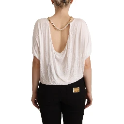White Short Sleeves Gold Chain T-shirt Top