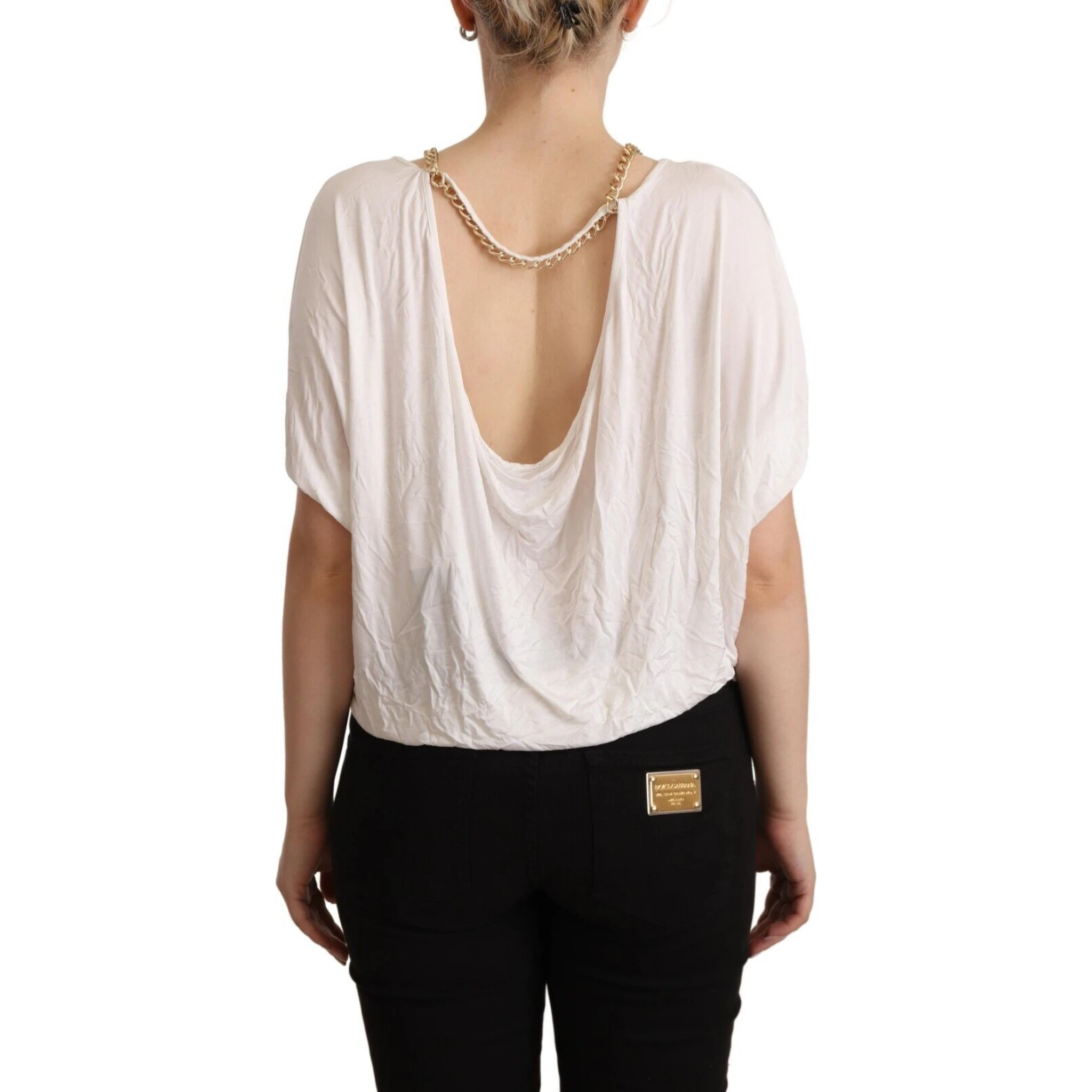 White Short Sleeves Gold Chain T-shirt Top