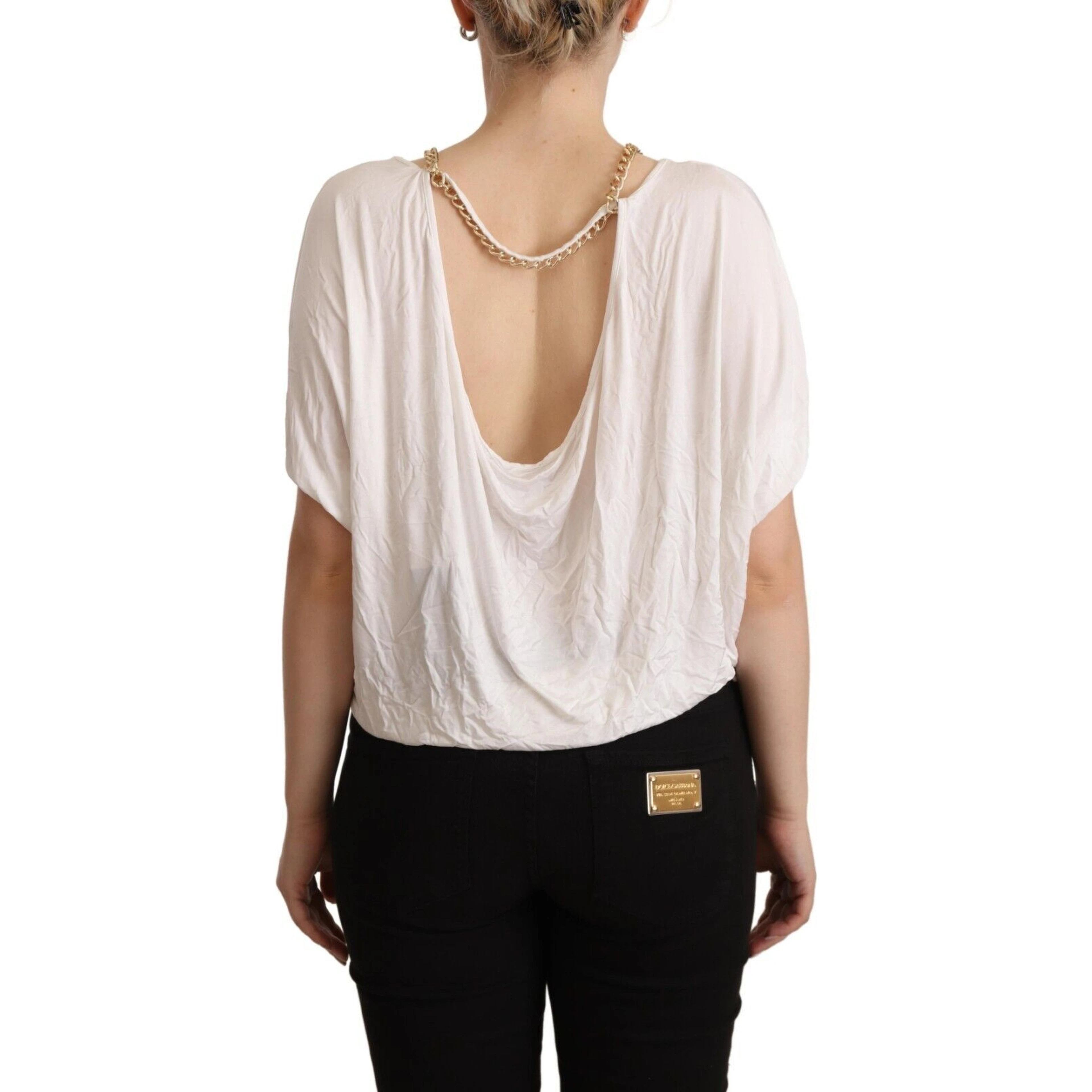 White Short Sleeves Gold Chain T-shirt Top