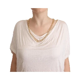White Short Sleeves Gold Chain T-shirt Top