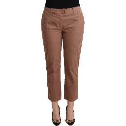 Brown Cotton Tapered Cropped Pants