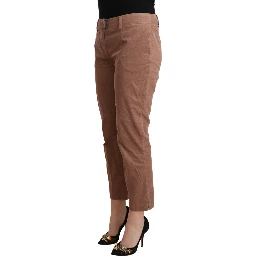 Brown Cotton Tapered Cropped Pants