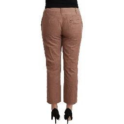 Brown Cotton Tapered Cropped Pants