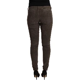 Brown Cotton Slim Fit Denim Low Waist Jeans