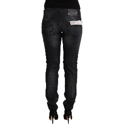 Black Washed Cotton Low Waist Slim Fit Denim Jeans
