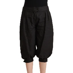 Black Viscose Cropped Harem Pants