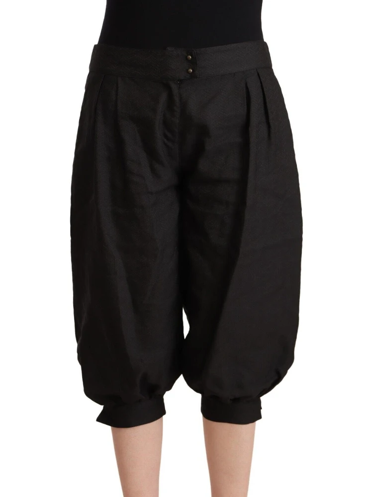 Black Viscose Cropped Harem Pants