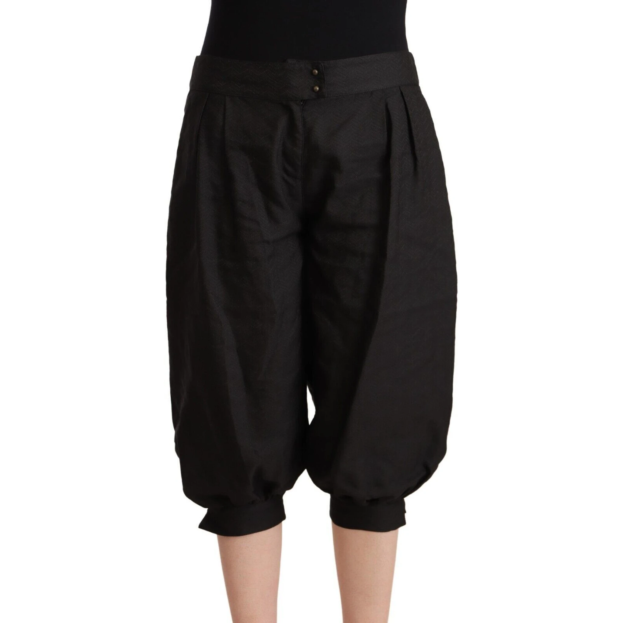 Black Viscose Cropped Harem Pants
