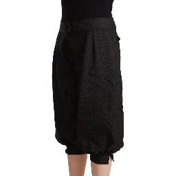 Black Viscose Cropped Harem Pants