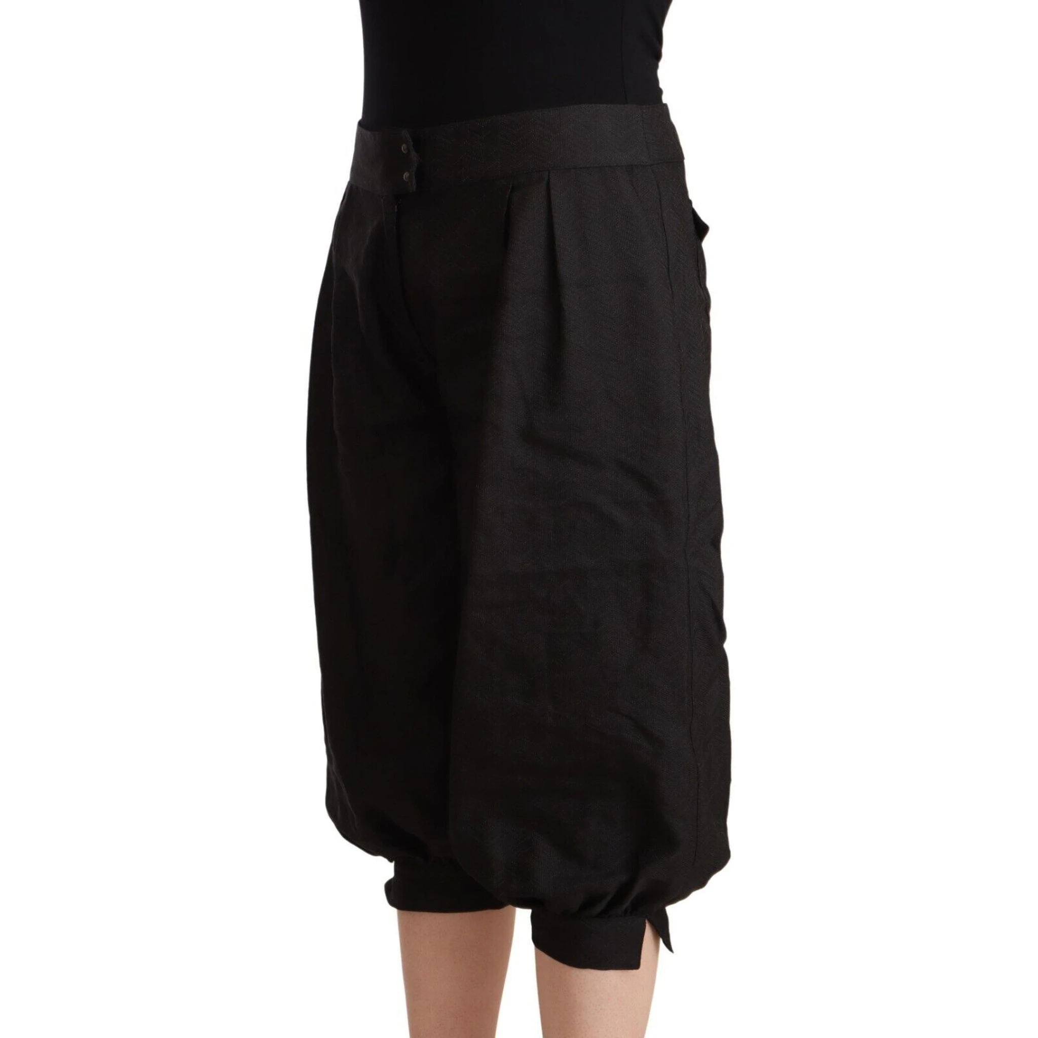 Black Viscose Cropped Harem Pants