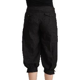 Black Viscose Cropped Harem Pants