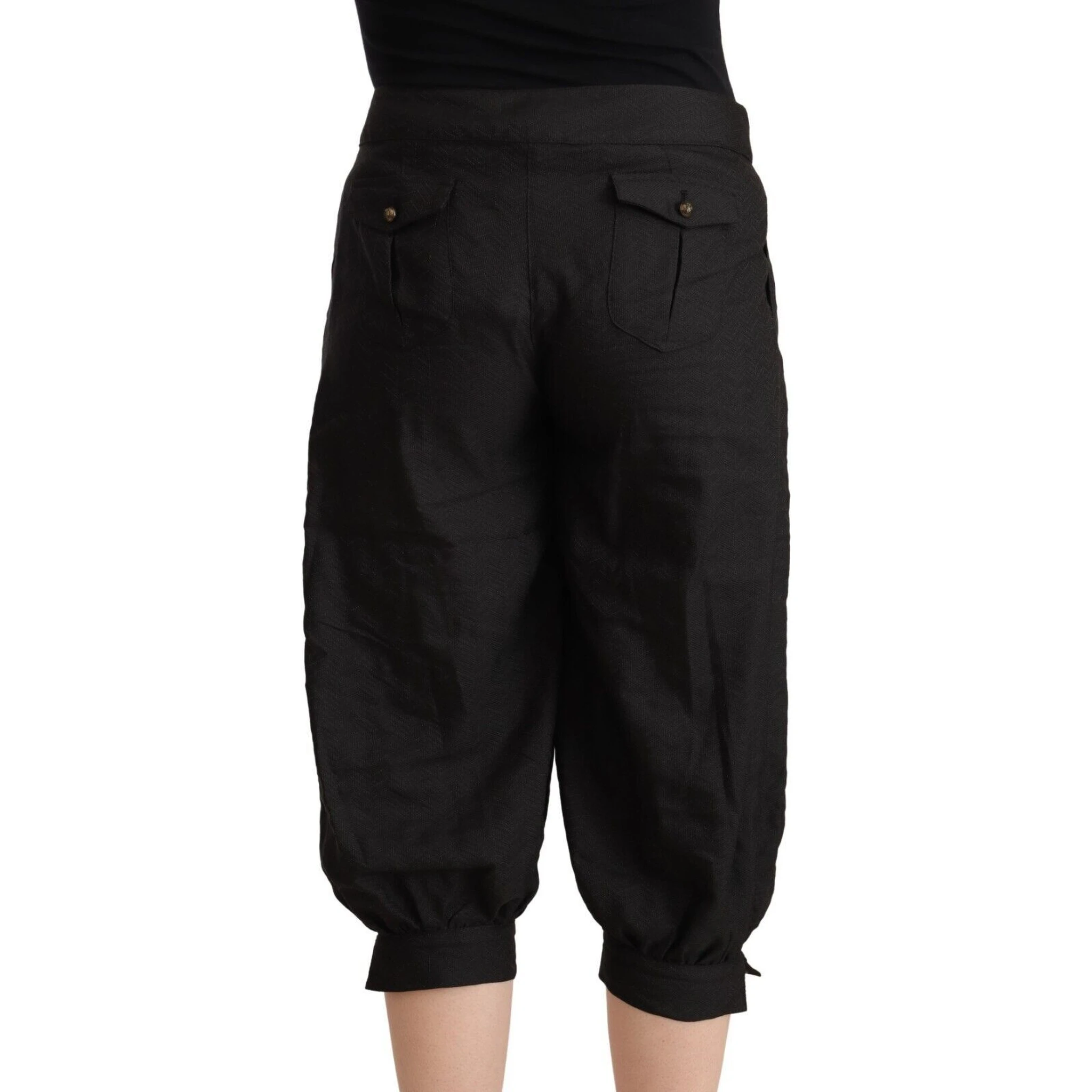 Black Viscose Cropped Harem Pants