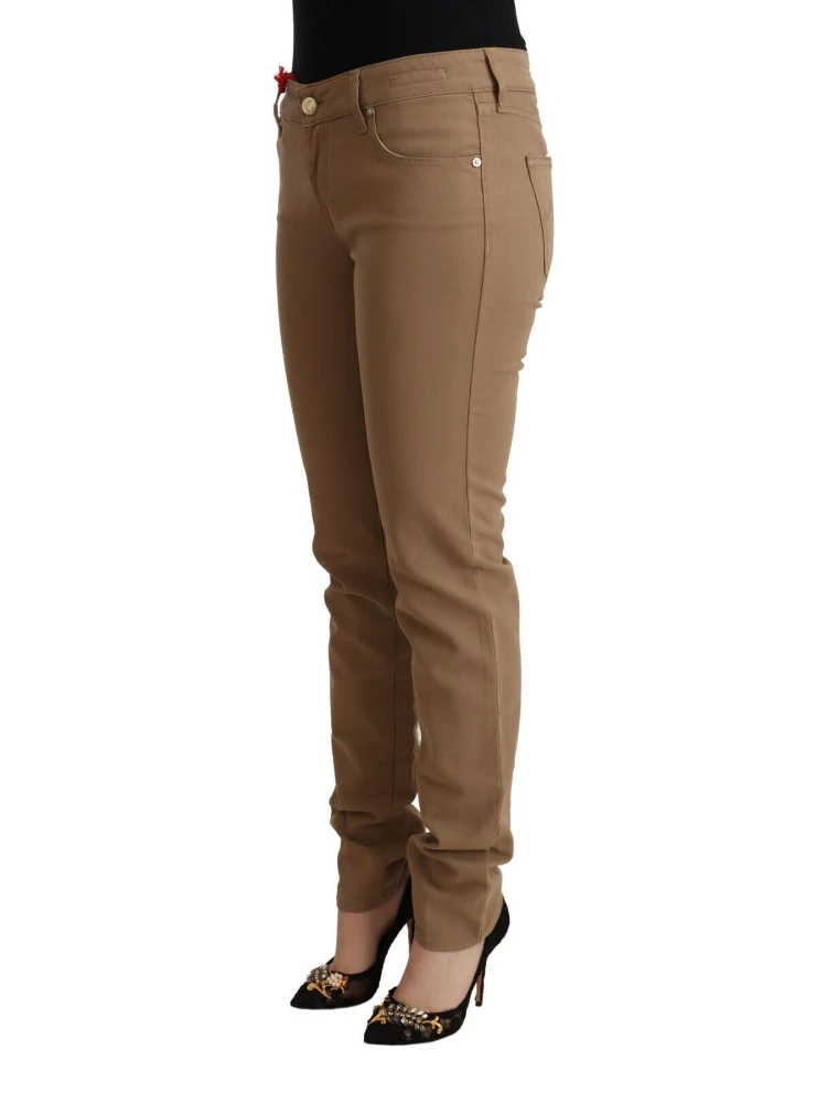 Brown Cotton Stretch Mid Waist Skinny Pants alternative