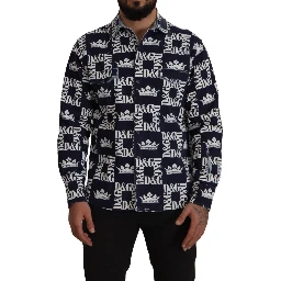Blue Denim Stretch DG Crown Logo Casual Shirt