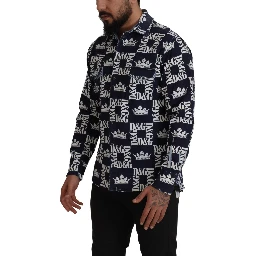 Blue Denim Stretch DG Crown Logo Casual Shirt