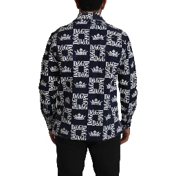 Blue Denim Stretch DG Crown Logo Casual Shirt